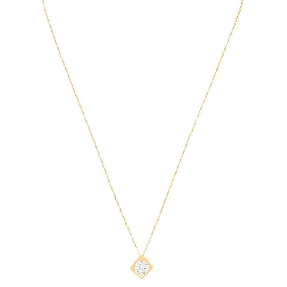 MEGA Zirconia Pendant Necklace in 14k Yellow Gold Plated